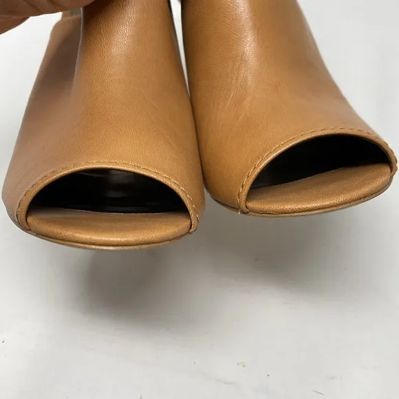 Coach Lanora Soft Grain Ginger Leather Slingback Ankle Bootie Heels Cognac 8.5
