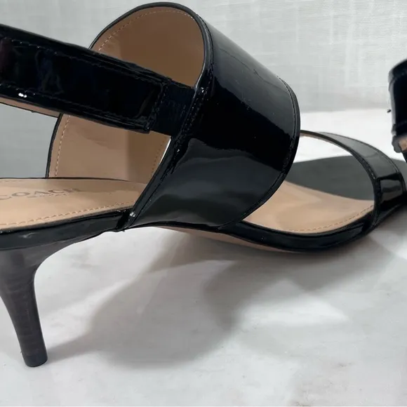 Coach Marla Black Patent Leather Slingback Sandals Heels Size 11