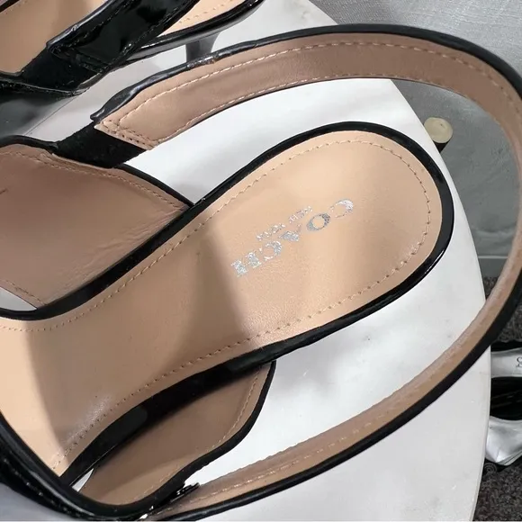 Coach Marla Black Patent Leather Slingback Sandals Heels Size 11