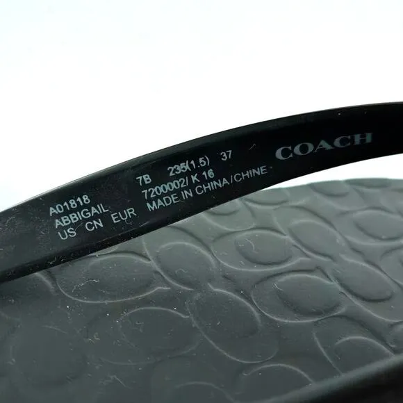 Coach NEW Abbigail Signature Turnlock Black Flip Flop Sandal Rubber Size 7 Gift