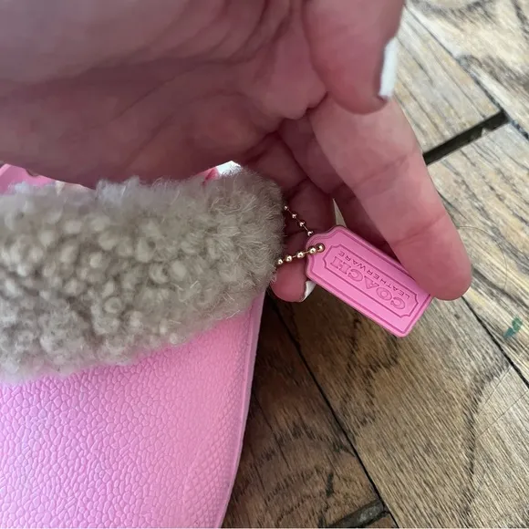 Coach / Pink Lola Shearling-Trim Rubber Clogs