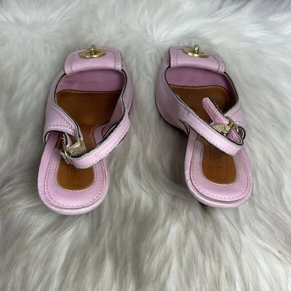 Coach Pink Leather Slingback Twist Lock Heels Sz 6.5