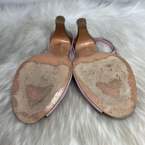 Coach Pink Leather Slingback Twist Lock Heels Sz 6.5