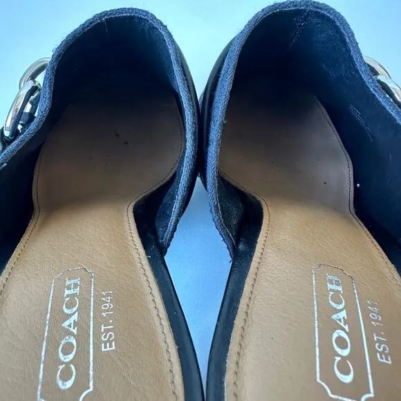 Coach Shasha Black Signature Stud Slip On Mules Heels Size 8 B
