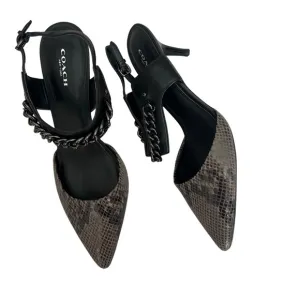 COACH Slingback Pointed Toe Leather Kitten Heel Snake Women's Shoe Size 9