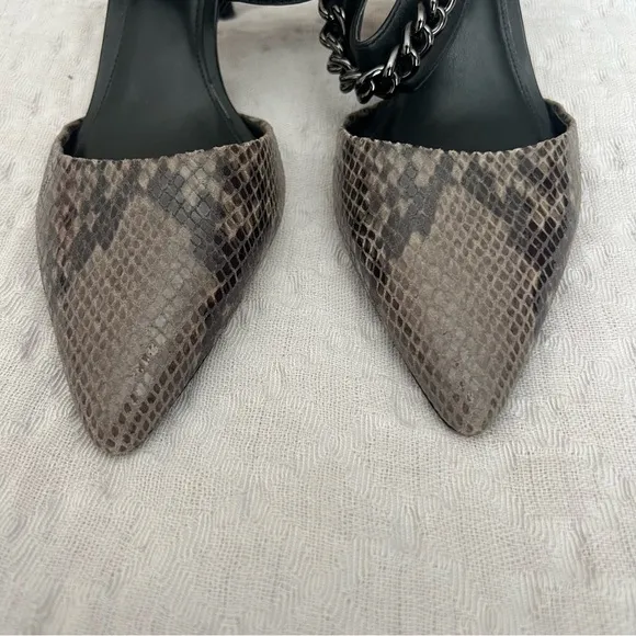 COACH Slingback Pointed Toe Leather Kitten Heel Snake Women's Shoe Size 9