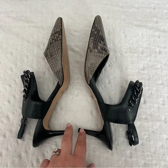 COACH Slingback Pointed Toe Leather Kitten Heel Snake Women's Shoe Size 9