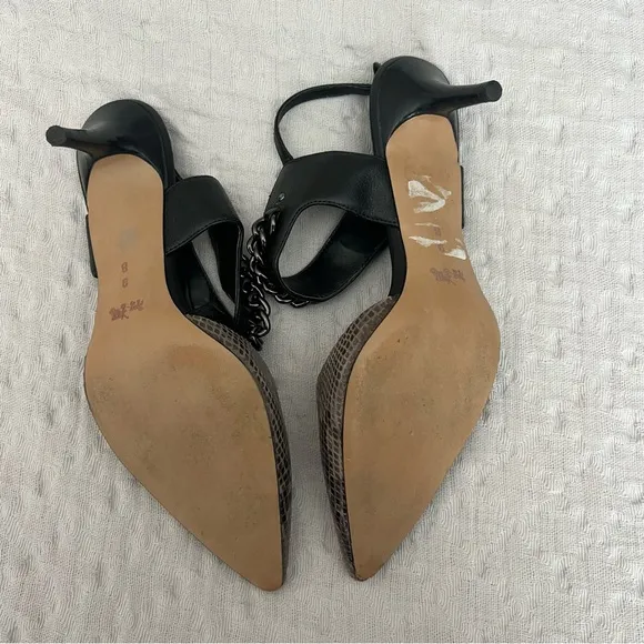COACH Slingback Pointed Toe Leather Kitten Heel Snake Women's Shoe Size 9