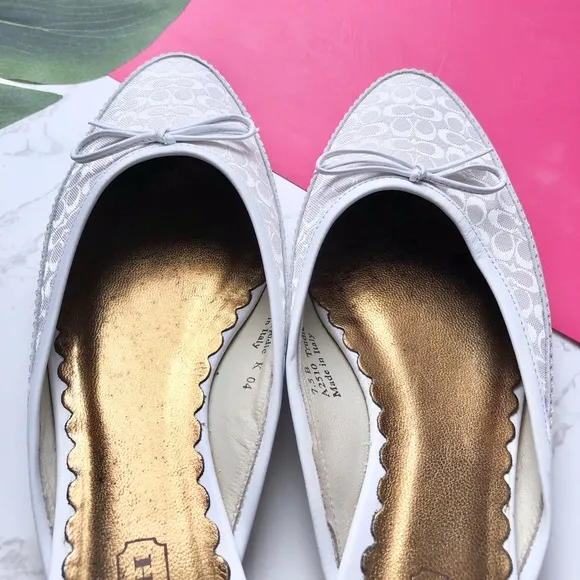 Coach Trudie White Monogram Slide Flat Mules