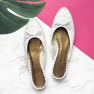Coach Trudie White Monogram Slide Flat Mules