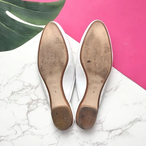 Coach Trudie White Monogram Slide Flat Mules