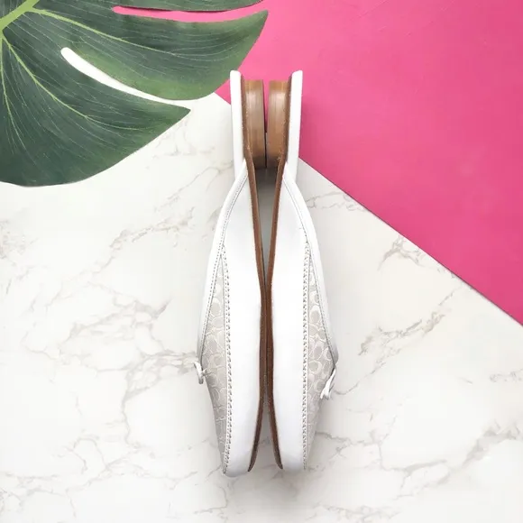 Coach Trudie White Monogram Slide Flat Mules