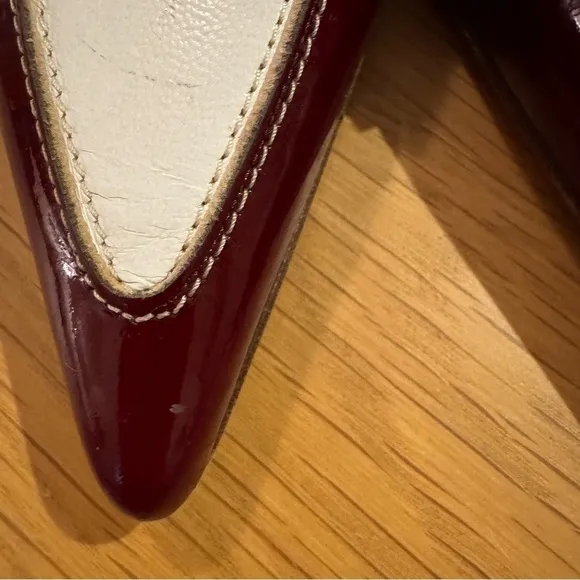 COACH Vintage Burgundy Two Tone Leather Slingback Pumps Adrian Made in Italy 9.5