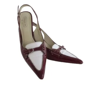 COACH Vintage Burgundy Two Tone Leather Slingback Pumps Adrian Made in Italy 9.5