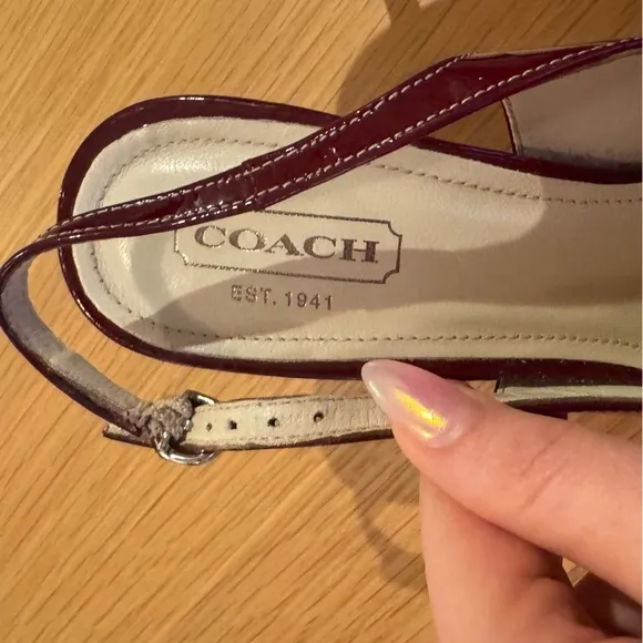 COACH Vintage Burgundy Two Tone Leather Slingback Pumps Adrian Made in Italy 9.5