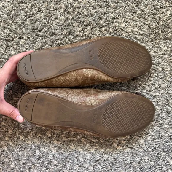 Coach Women’s Leila Monogram Leather Ballet Flats Size 11