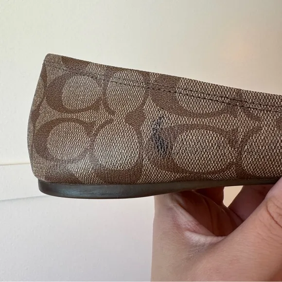 Coach Women’s Leila Monogram Leather Ballet Flats Size 11