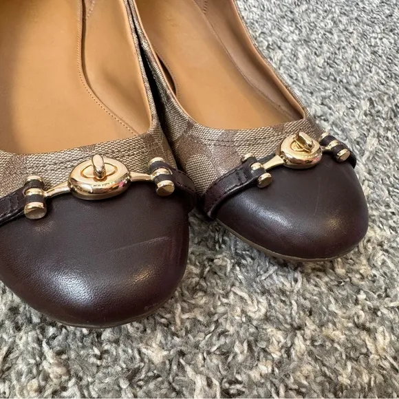 Coach Women’s Leila Monogram Leather Ballet Flats Size 11