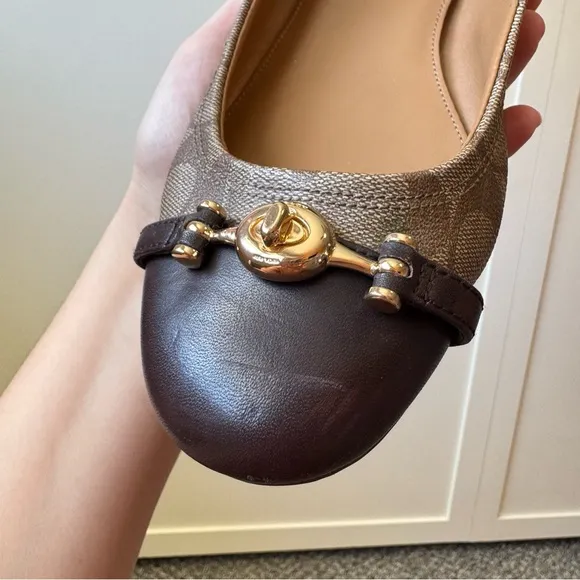 Coach Women’s Leila Monogram Leather Ballet Flats Size 11