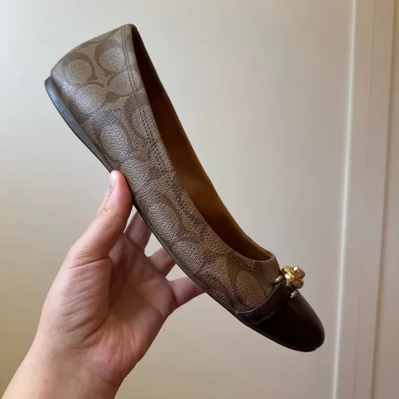 Coach Women’s Leila Monogram Leather Ballet Flats Size 11