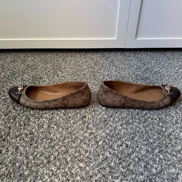 Coach Women’s Leila Monogram Leather Ballet Flats Size 11