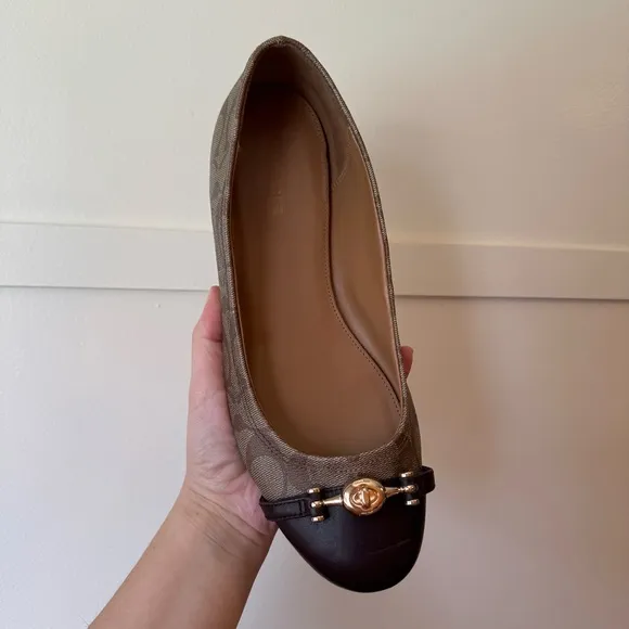 Coach Women’s Leila Monogram Leather Ballet Flats Size 11