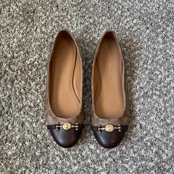 Coach Women’s Leila Monogram Leather Ballet Flats Size 11