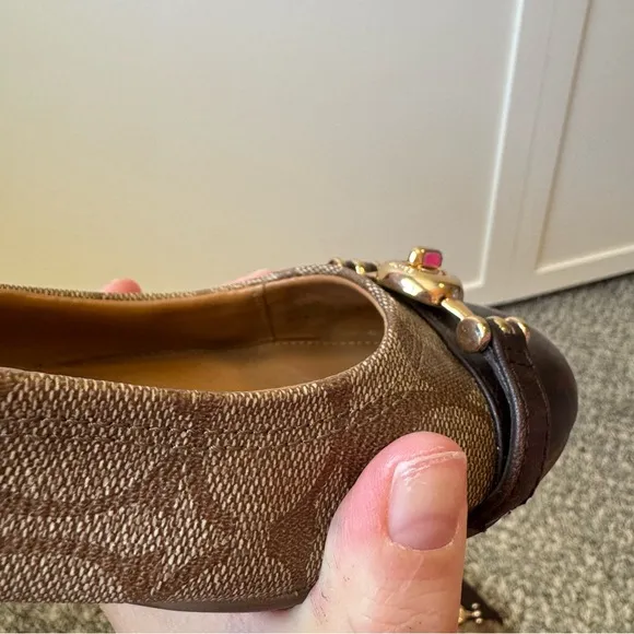 Coach Women’s Leila Monogram Leather Ballet Flats Size 11