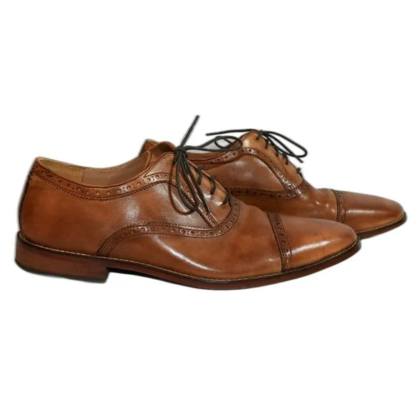 Coal Haan Grand OS Giraldo Cap II Brown Tan Cap Toe Brogue Oxfords Mens Sz 13M