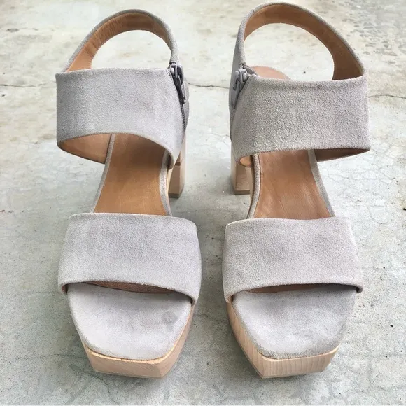 Coclico Verona Platform Sandals Clogs Gray Grey Suede Women's Euro 41