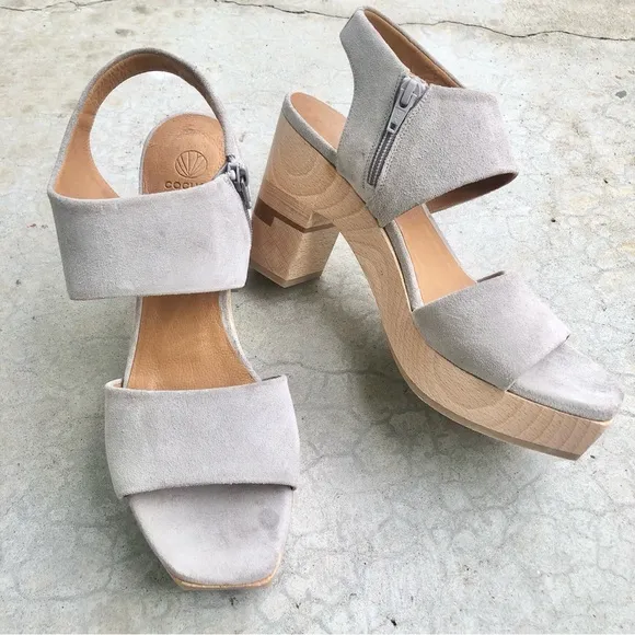 Coclico Verona Platform Sandals Clogs Gray Grey Suede Women's Euro 41