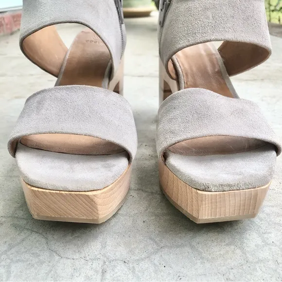 Coclico Verona Platform Sandals Clogs Gray Grey Suede Women's Euro 41