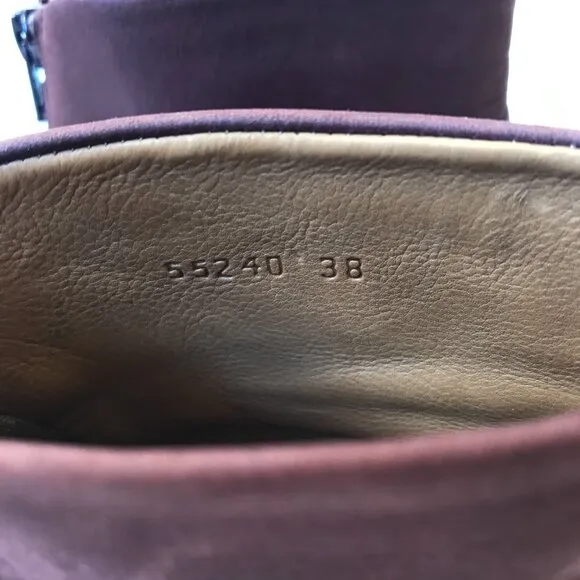 Coclico Vida Clog Ankle Boots Womens 38 8 Purple Suede Wood Sole Heels Rear Zip