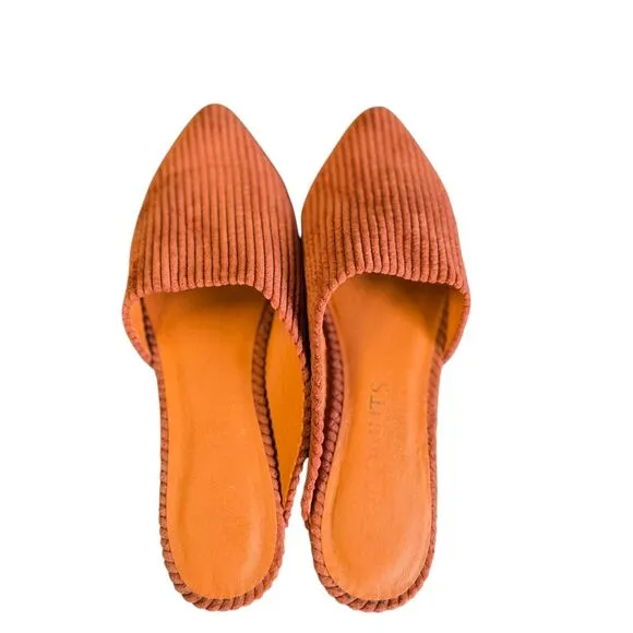 Coconuts by Matisse Xander Flat Mules Rust Micro Cord Pointed-Toe 9M