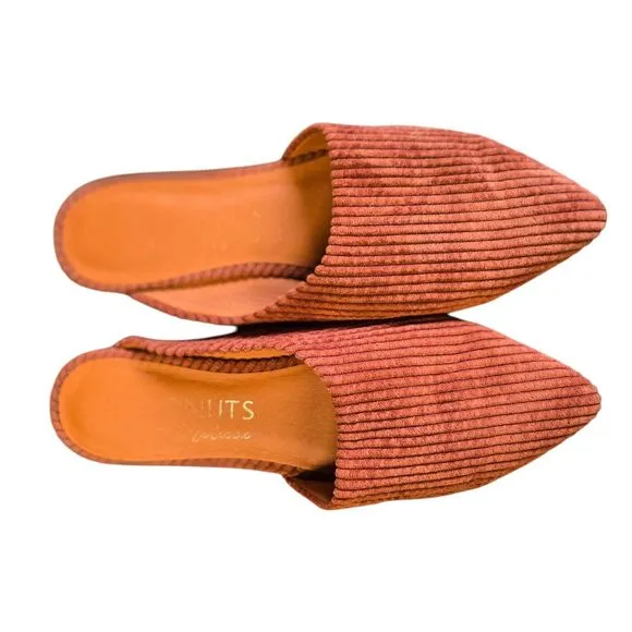 Coconuts by Matisse Xander Flat Mules Rust Micro Cord Pointed-Toe 9M
