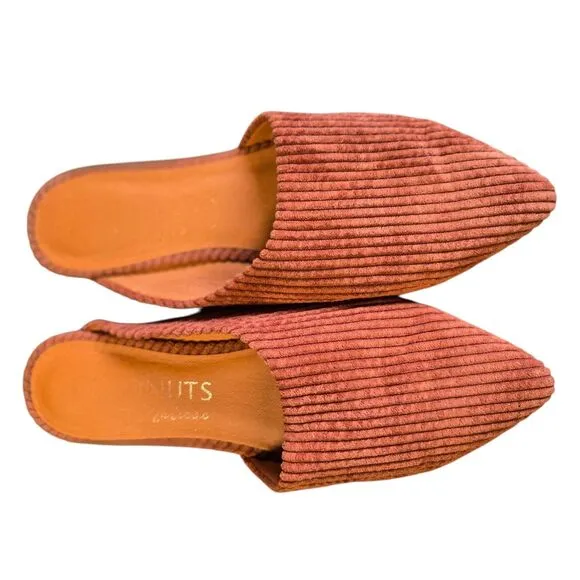 Coconuts by Matisse Xander Flat Mules Rust Micro Cord Pointed-Toe 9M