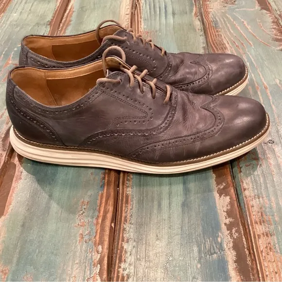 Cole Haan 11.5 Men's ØriginalGrand Wingtip Oxfords Gray Leather Comfort Shoes