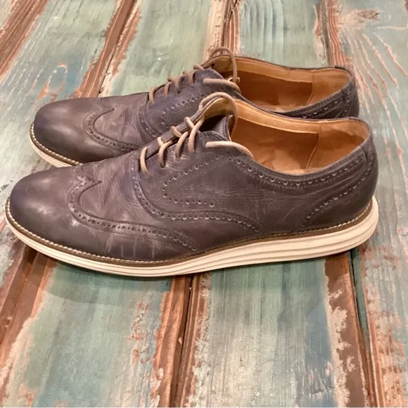 Cole Haan 11.5 Men's ØriginalGrand Wingtip Oxfords Gray Leather Comfort Shoes