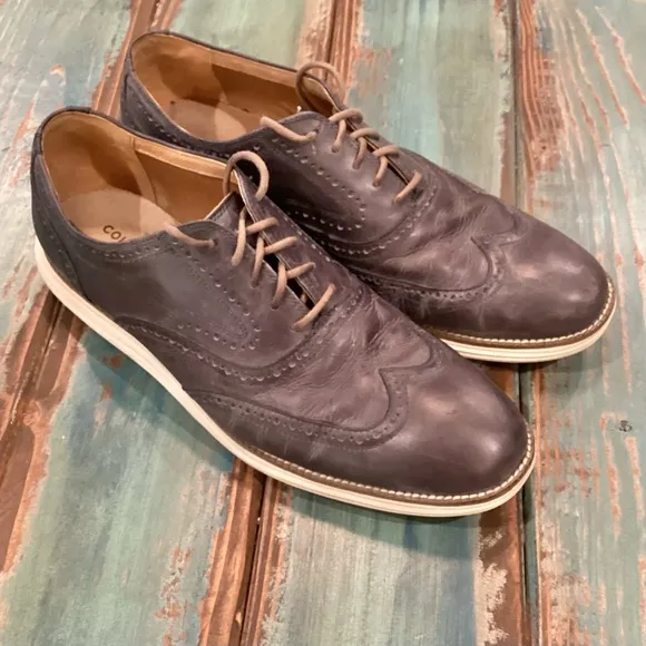 Cole Haan 11.5 Men's ØriginalGrand Wingtip Oxfords Gray Leather Comfort Shoes