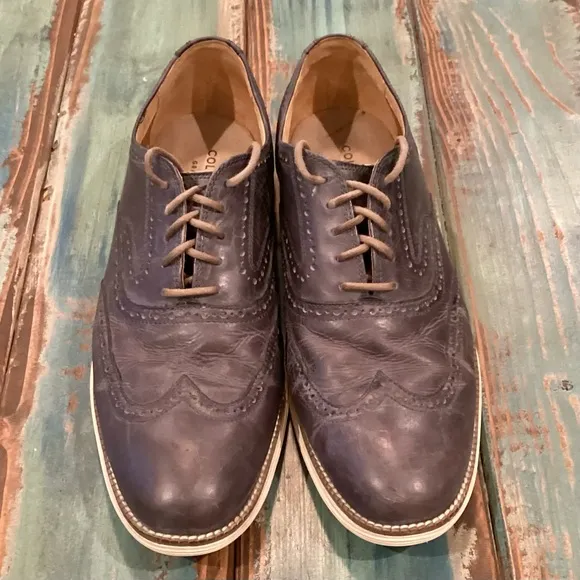 Cole Haan 11.5 Men's ØriginalGrand Wingtip Oxfords Gray Leather Comfort Shoes