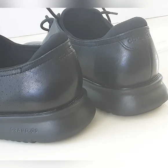 COLE HAAN 2.0 Zerogrand Black Leather Laser Wing Oxfords Sz 12M C23832 NWOT
