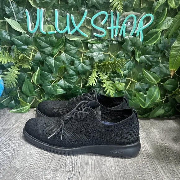 Cole Haan 2.ZeroGrand Black Stitchlite Wingtip Oxfords Derby Men Sz 10.5 C28527