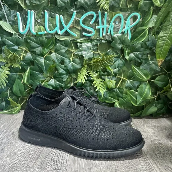 Cole Haan 2.ZeroGrand Black Stitchlite Wingtip Oxfords Derby Men Sz 10.5 C28527