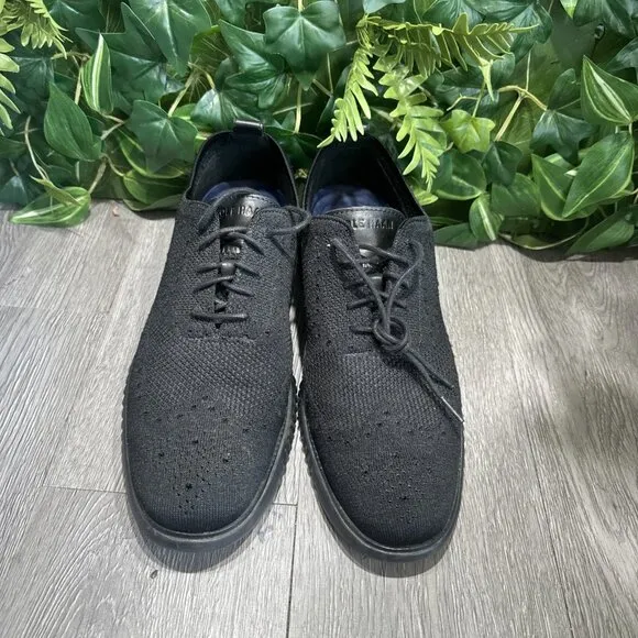 Cole Haan 2.ZeroGrand Black Stitchlite Wingtip Oxfords Derby Men Sz 10.5 C28527