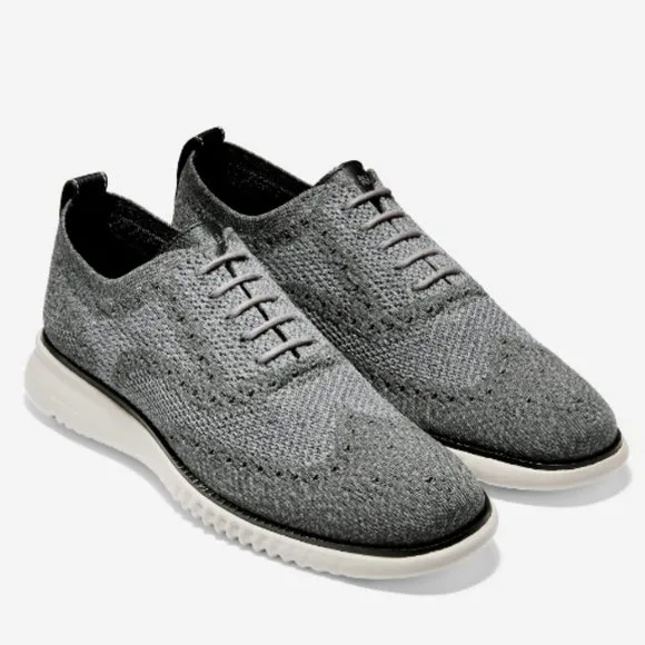COLE HAAN 2.ZEROGRAND WINGTIP OXFORDS GRAY KNIT MEN'S SIZE 12 NEW !!!!!!!