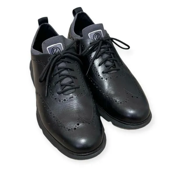Cole Haan 4.Zerogrand Black Leather Cushioned Wingtip Oxfords Men's Size 12W