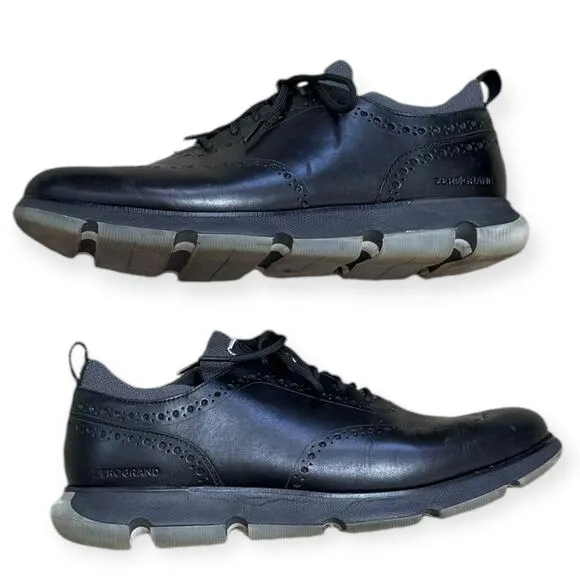 Cole Haan 4.Zerogrand Black Leather Cushioned Wingtip Oxfords Men's Size 12W