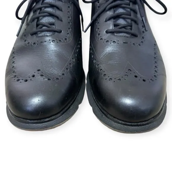 Cole Haan 4.Zerogrand Black Leather Cushioned Wingtip Oxfords Men's Size 12W