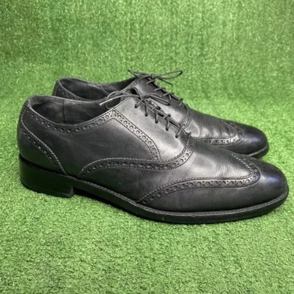 Cole Haan Air Madison Mens Black Leather Wingtip Lace-Up Oxfords C10145 Size 11