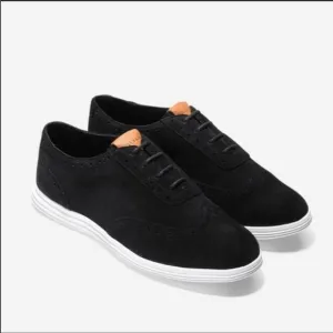 Cole Haan Black Suede Wingtip Oxfords Shoes Size 7